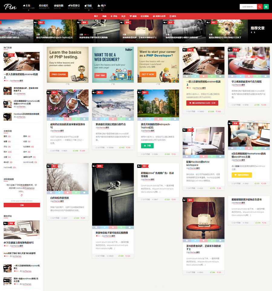 Pin汉化版(v6.7)Pinterest风格瀑布流图片网站WordPress主题 带一键还原数据包 - 图片1 Pin汉化版(v6.7)Pinterest风格瀑布流图片网站WordPress主题 带一键还原数据包 - 图片1