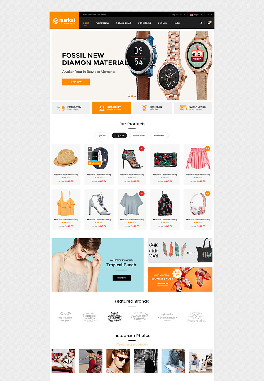 eMarket主题v.. 多功能MarketPlace外贸商店OpenCart主题