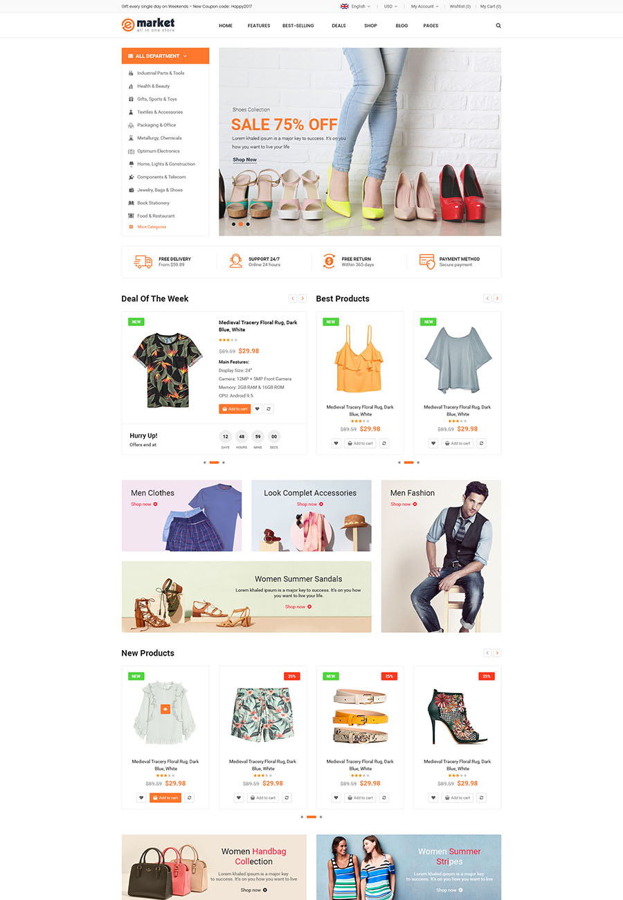 eMarket主题v1.1.9-多功能MarketPlace外贸商店OpenCart 3主题