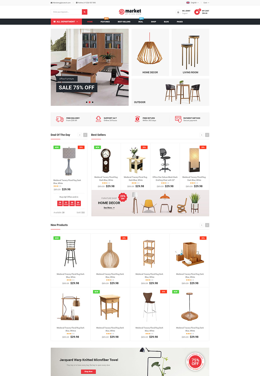 eMarket主题v1.1.9-多功能MarketPlace外贸商店OpenCart 3主题