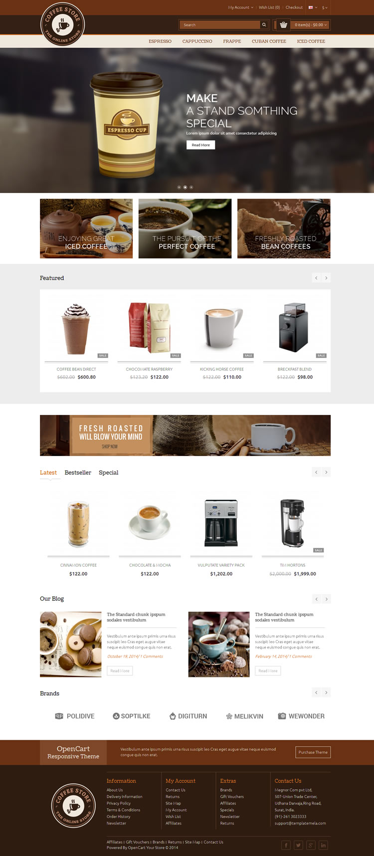 Coffee主题v1.0-咖啡店蛋糕店餐厅类外贸商店响应式Opencart主题