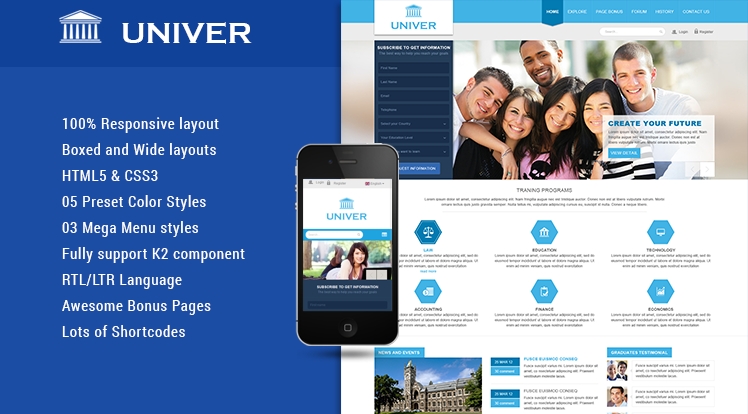 SJ Univer学校和教育培训网站Joomla模板 v3.9.6 - 图片1 SJ Univer学校和教育培训网站Joomla模板