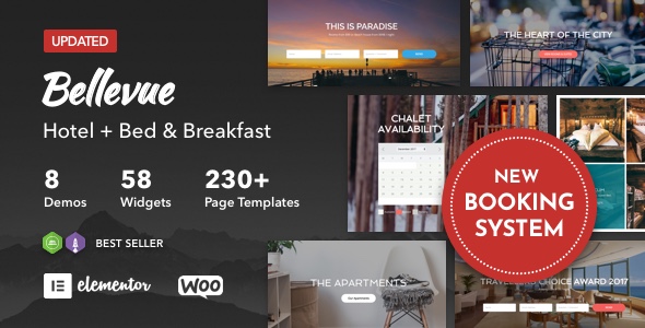 Bellevue汉化版 | 酒店/度假村/民宿预定WordPress主题 Bellevue v3.2.6-WordPress酒店网站模板持续包更新