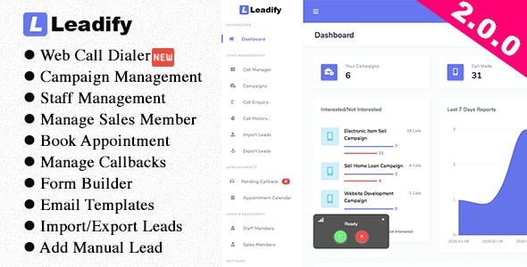 Leadify - 呼叫中心CRM客户管理应用程序源码 更新至v2.0.0 Leadify - 呼叫中心CRM客户管理应用程序源码