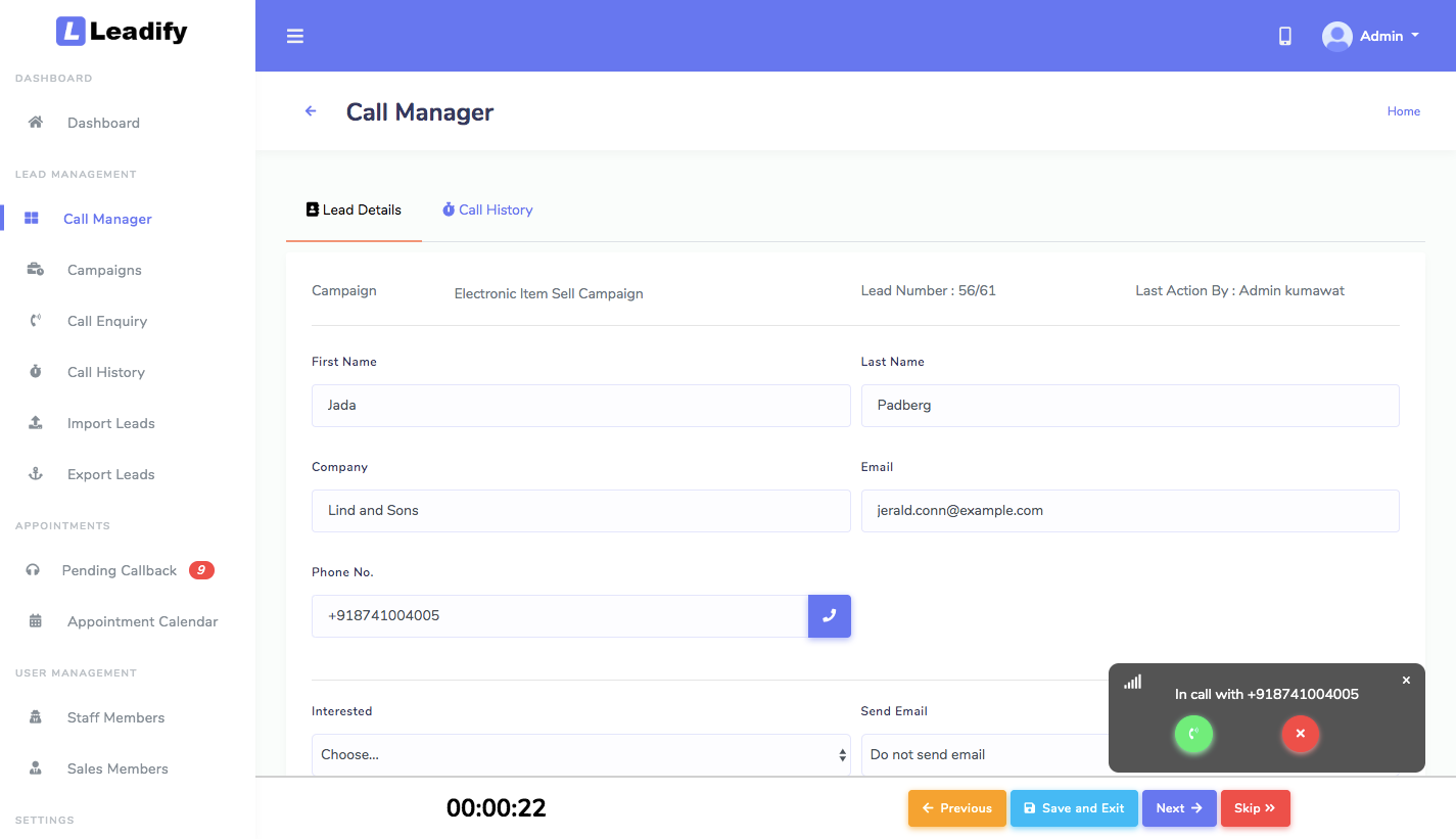 Leadify - 呼叫中心CRM客户管理应用程序源码 更新至v2.0.0