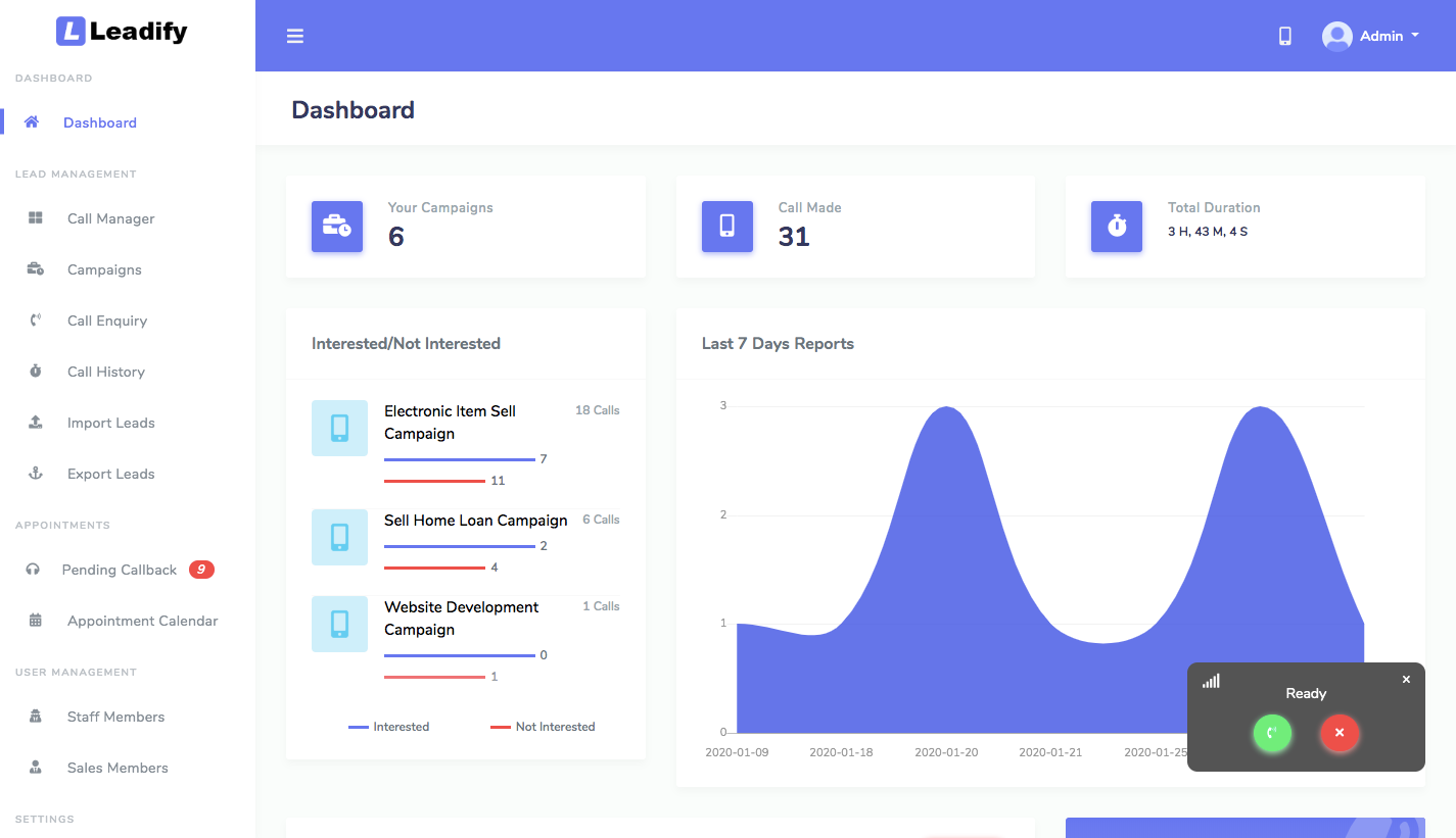Leadify - 呼叫中心CRM客户管理应用程序源码 更新至v2.0.0