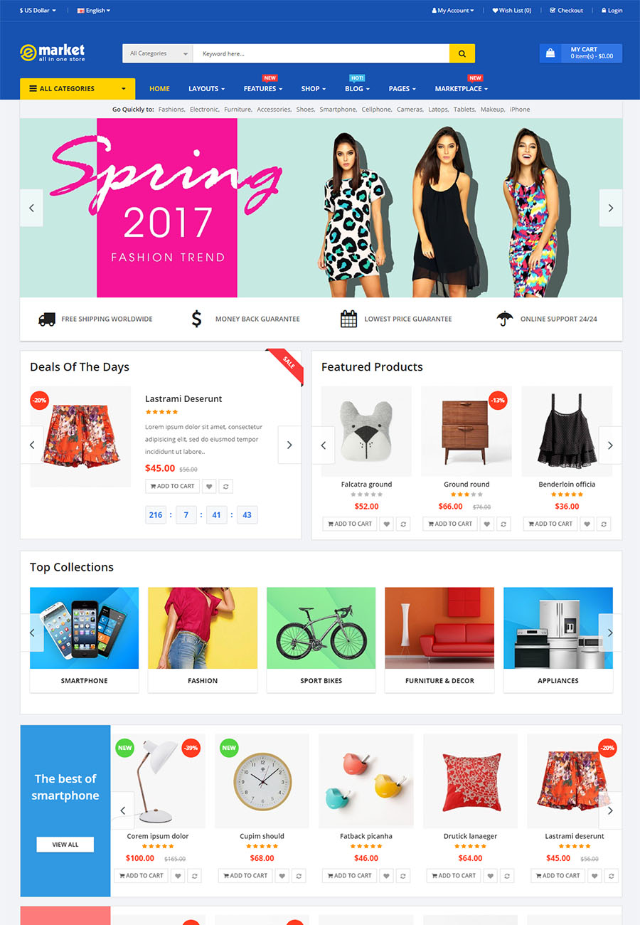 eMarket -多用途外贸商店OpenCart 3主题 更新至v1.2.0