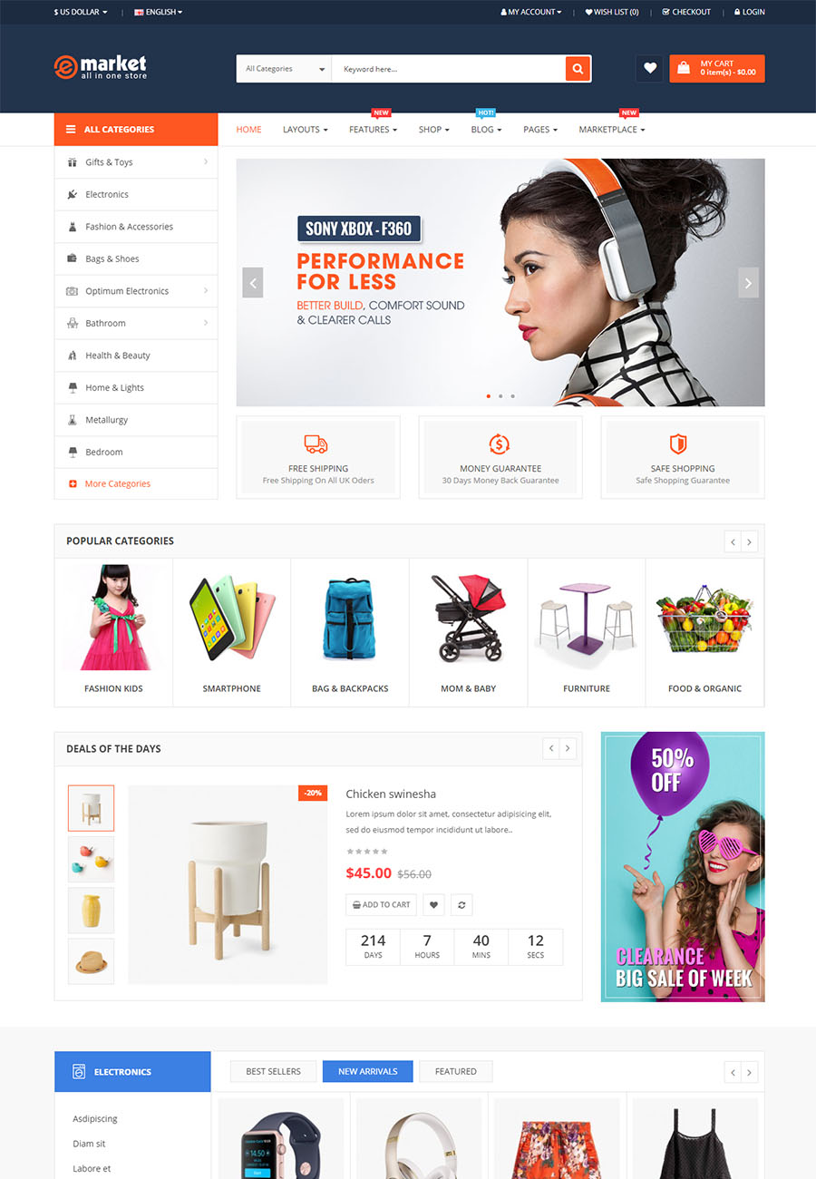 eMarket -多用途外贸商店OpenCart 3主题 更新至v1.2.0