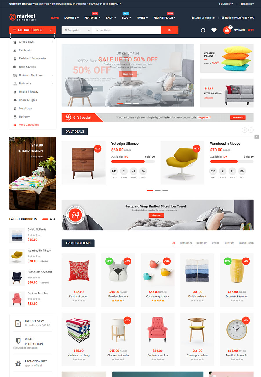 eMarket -多用途外贸商店OpenCart 3主题 更新至v1.2.0