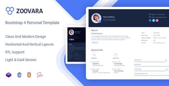 Zoovara -个人简历/简历HTML5模板 v1.0 Zoovara -个人简历/简历HTML5模板