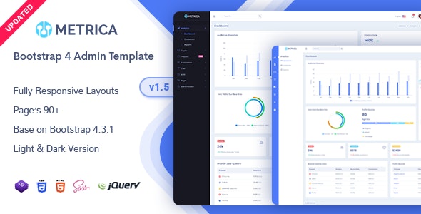 Metrica -管理和仪表板HTML5模板 v1.5 Metrica -管理和仪表板HTML5模板