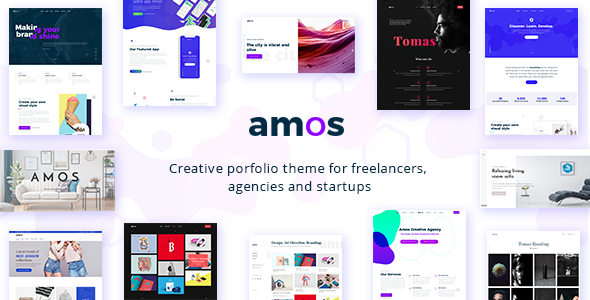 WordPress主题Amos 1.6.7:创意设计作品集展示WordPress主题 - 图片1 Amos - 代理商的创意WordPress主题
