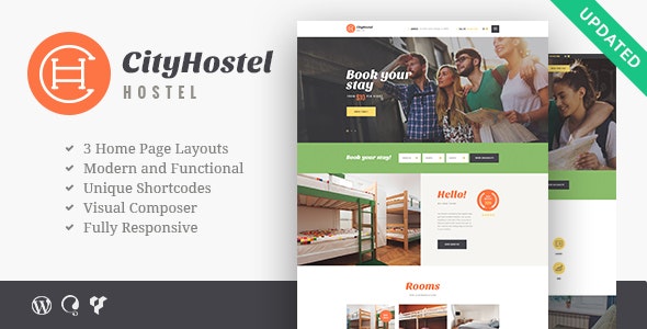 City Hostel旅行旅馆和酒店预定WordPress主题V1.0.9 City Hostel -旅行和酒店预定WordPress主题