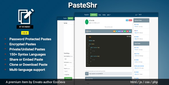 PasteShr加密保护文本托管共享系统PHP源码v2.5.5 PasteShr加密保护文本托管共享系统PHP源码v2.5.5