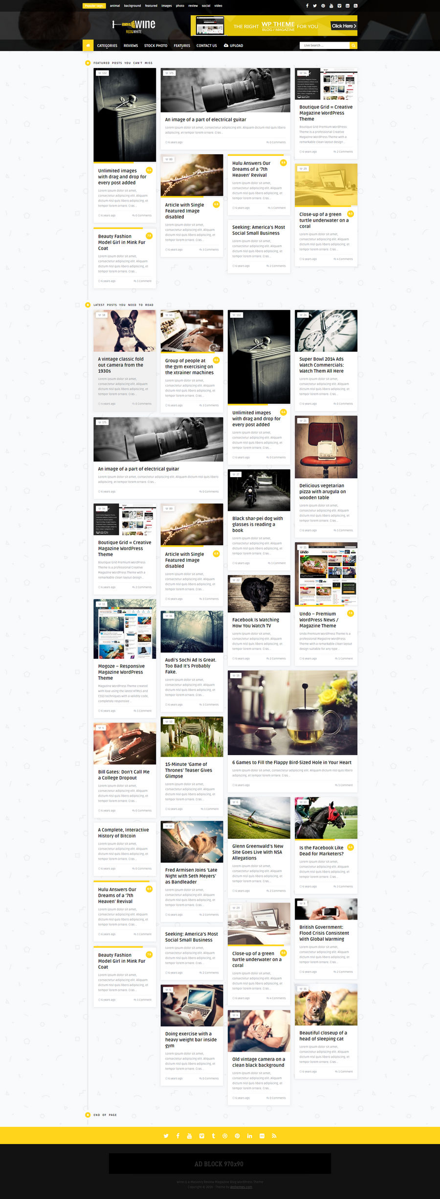 WordPress主题Wine Masonry 3.3 瀑布流新闻门户/评论杂志网站模板 - 图片3 WordPress主题Wine Masonry 3.3 瀑布流新闻门户/评论杂志网站模板 - 图片3