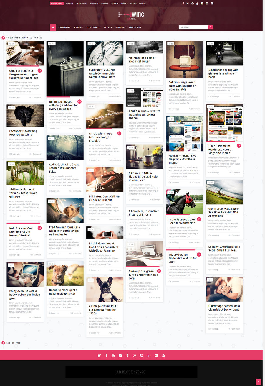 WordPress主题Wine Masonry 3.3 瀑布流新闻门户/评论杂志网站模板 - 图片4 WordPress主题Wine Masonry 3.3 瀑布流新闻门户/评论杂志网站模板 - 图片4