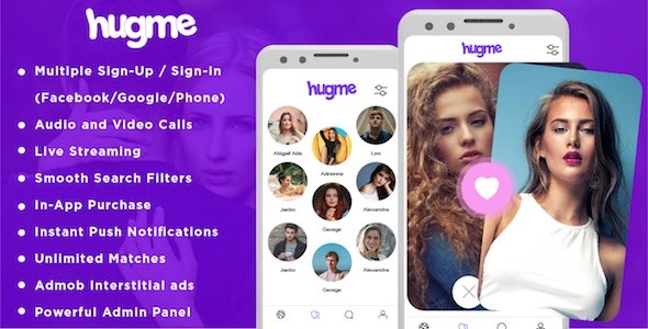 Hugme – 带音频视频通话和直播功能的约会交友Android应用APP源码 - 图片1 Hugme – 带音频视频通话和直播功能的约会交友Android应用APP源码 - 图片1