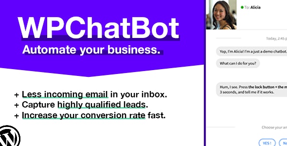 【WP Chatbot汉化版v1.13】聊天机器人智能客服生成器WordPress插件 - 图片1 【WP Chatbot汉化版v1.13】聊天机器人智能客服生成器WordPress插件 - 图片1