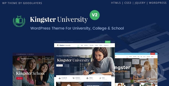 Kingster破解版(V3.2.5)大学学院学校教育网站模板WordPress主题 - 图片1 Kingster破解版(V3.2.5)大学学院学校教育网站模板WordPress主题 - 图片1
