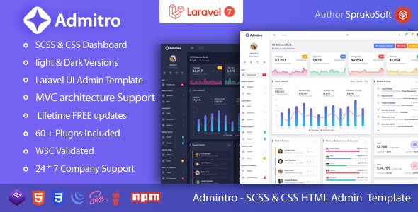 【Admitro v1.0.0】Bootstrap 管理仪表板Laravel模板 【Admitro v1.0.0】Bootstrap 管理仪表板Laravel模板