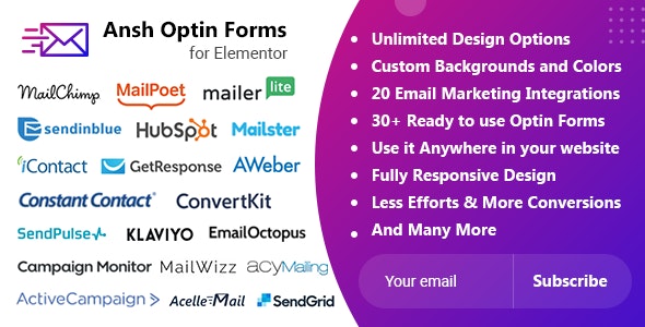 Optin表单邮件营销Elementor扩展组件Ansh 2.0.0 Optin表单邮件营销Elementor扩展组件Ansh 2.0.0