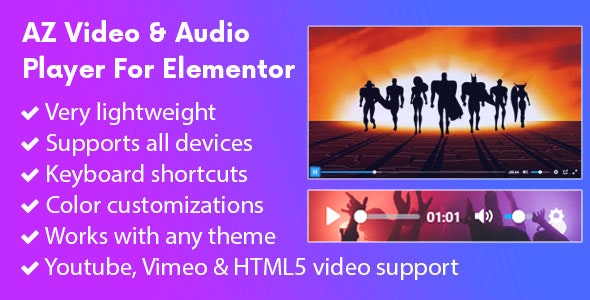 AZ Video and Audio Player媒体播放器元素Elementor组件V2.0.0 AZ Video and Audio Player媒体播放器元素Elementor组件V2.0.0