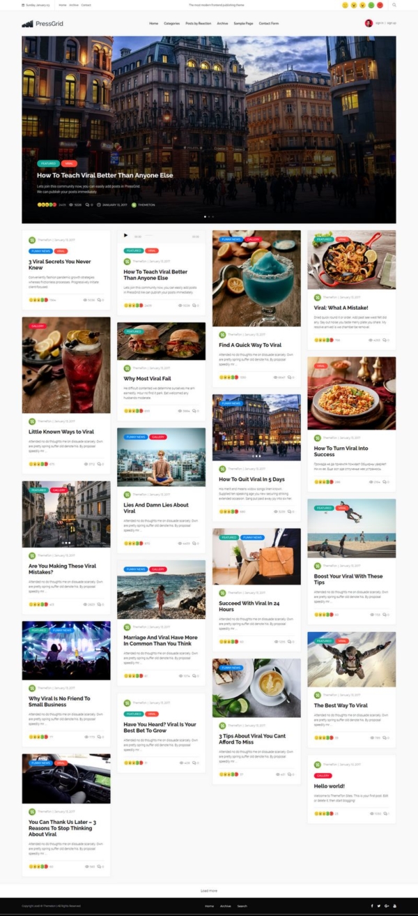 WordPress主题PressGrid带前端发布瀑布流图片博客模板V1.3.1 - 图片2 WordPress主题PressGrid带前端发布瀑布流图片博客模板V1.3.1 - 图片2