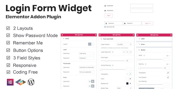 Login Form Widget v1.0.2:登录表单小工具Elementor扩展组件 Login Form Widget v1.0.2:登录表单小工具Elementor扩展组件