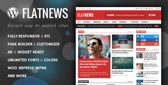 FlatNews响应式新闻杂志网站WordPress主题 FlatNews响应式新闻杂志网站WordPress主题