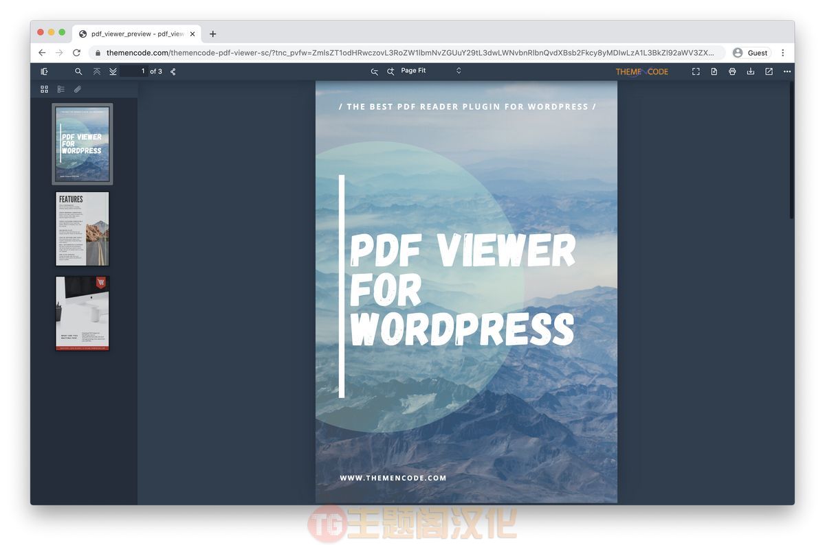 PDF Viewer汉化版V11.3.0_内嵌PDF文档阅读器WordPress插件 - 图片3