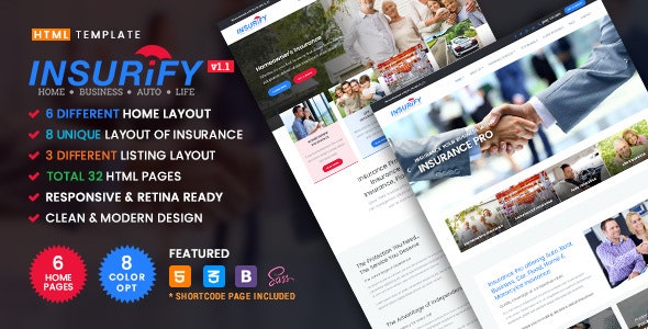 Html模版Insurify v1.1-保险代理机构的HTML模板 Html模版Insurify v1.1-保险代理机构的HTML模板