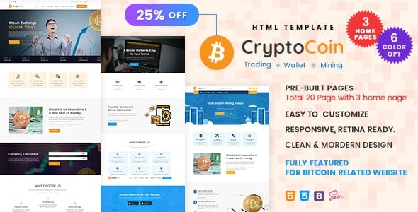 HTML模版CryptoCoin v1.0-比特币加密货币钱包和挖矿业务HTML模板 HTML模版CryptoCoin v1.0-比特币加密货币钱包和挖矿业务HTML模板