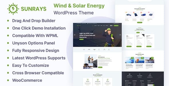 Sunrays(v1.0.7)绿色新能源企业网站WordPress主题 - 图片1 Sunrays(v1.0.7)绿色新能源企业网站WordPress主题 - 图片1