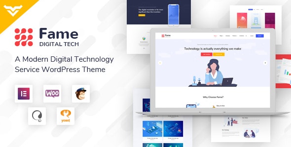 WordPress主题Fame v1.3.1:数字技术项目和服务机构/初创企业网站WordPress主题 WordPress主题Fame v1.3.1:数字技术项目和服务机构/初创企业网站WordPress主题