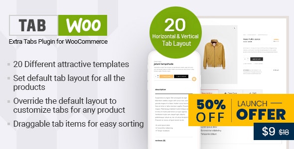 TabWoo自定义产品选项卡WooCommerce插件V1.0.9 - 图片1 TabWoo自定义产品选项卡WooCommerce插件V1.0.9 - 图片1