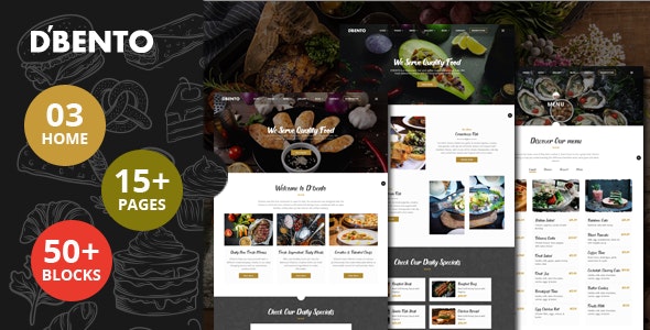 HTML模版DBento 1.0:交互式美食餐厅网站HTML5模板 HTML模版DBento 1.0:交互式美食餐厅网站HTML5模板