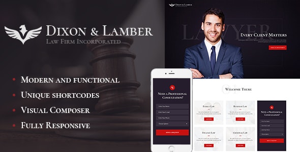 Dixon & Lamber(v1.4.1)律师事务所网站WordPress主题 Dixon & Lamber(v1.4.1)律师事务所网站WordPress主题
