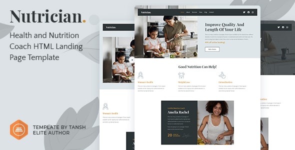 HTML模板Nutrician 1.0:健康和营养教练网站落地页HTML5模板 HTML模板Nutrician 1.0:健康和营养教练网站落地页HTML5模板