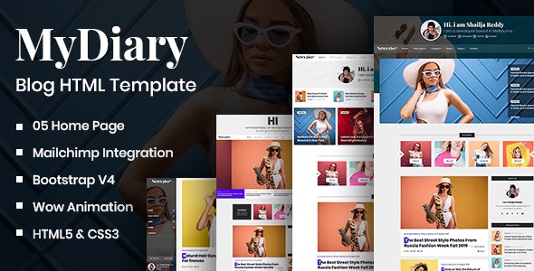 HTML模板MyDiary 1.0:新闻杂志和个人博客HTML5模板 - 图片1 HTML模板MyDiary 1.0:新闻杂志和个人博客HTML5模板 - 图片1