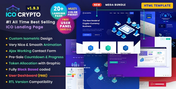 HTML模板ICO Crypto 1.9.3:比特币和加密货币ICO落地页HTML模板+用户仪表板 HTML模板ICO Crypto 1.9.3:比特币和加密货币ICO落地页HTML模板+用户仪表板
