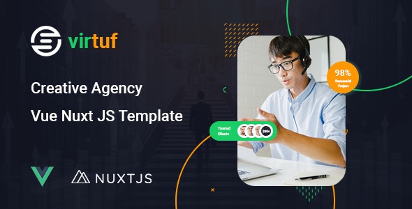 VUE模板Virtuf 1.0:创意代理机构网站VUE NUXT JS模板 VUE模板Virtuf 1.0:创意代理机构网站VUE NUXT JS模板