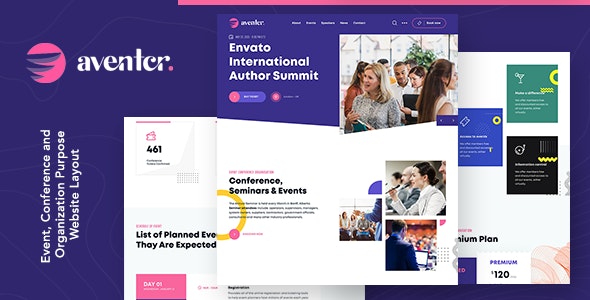 WordPress主题Aventer 1.1 响应式会议活动类网站模板 - 图片1 WordPress主题Aventer 1.1 响应式会议活动类网站模板 - 图片1