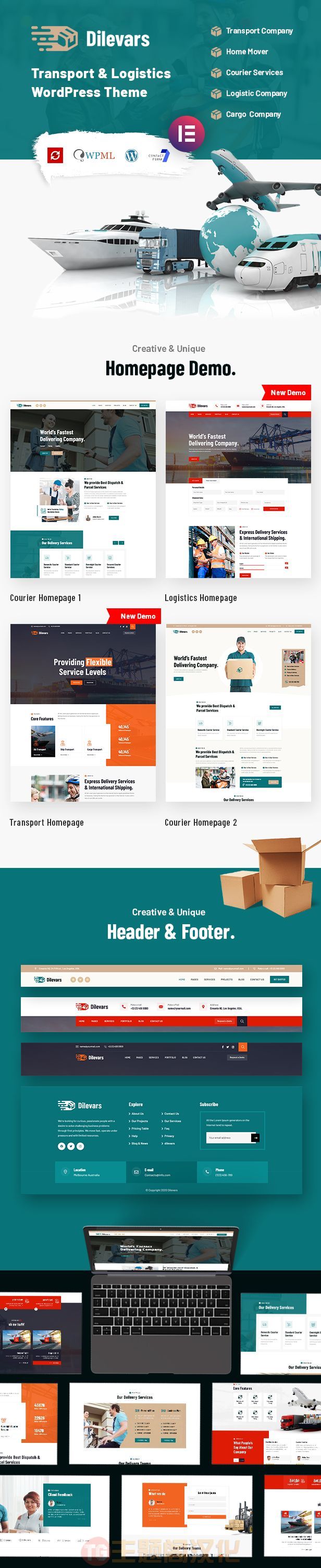 WordPress主题Dilevars 1.0.3 Nulled 快递物流企业网站WordPress主题 - 图片2