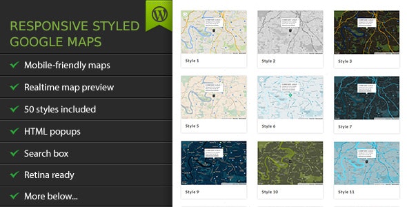 Responsive Styled Google Maps v5.1 响应式谷歌地图WordPress插件 Responsive Styled Google Maps v5.1 响应式谷歌地图WordPress插件