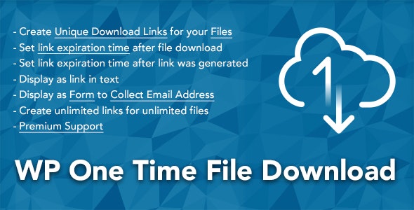 One Time File Download一次性下载链接生成器WordPress插件 - 图片1 One Time File Download一次性下载链接生成器WordPress插件 - 图片1