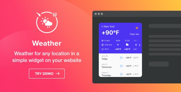 天气预报小工具WordPress插件Weather Forecast 1.3.1 Nulled - 图片1 天气预报小工具WordPress插件Weather Forecast 1.3.1 Nulled - 图片1