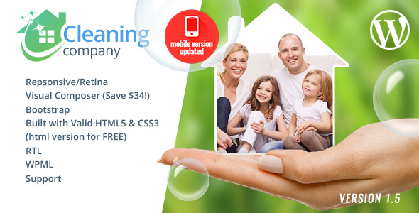 WordPress主题Cleaning Services家政清洁服务企业网站V3.6 WordPress主题Cleaning Services家政清洁服务企业网站V3.6