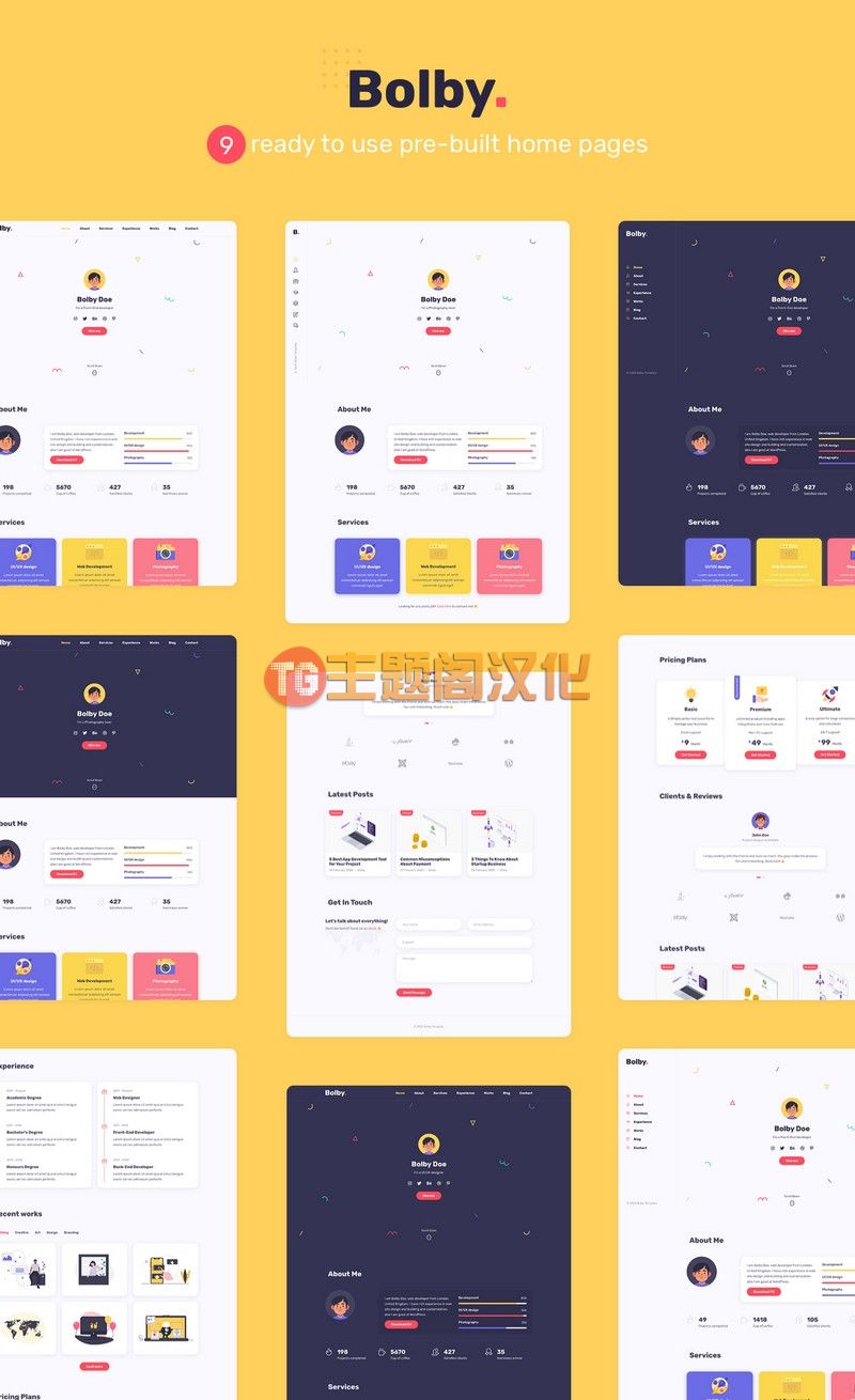 WordPress主题Bolby 1.0.5 个人简历/名片/作品集展示WP主题 - 图片2 WordPress主题Bolby 1.0.5 个人简历/名片/作品集展示WP主题 - 图片2