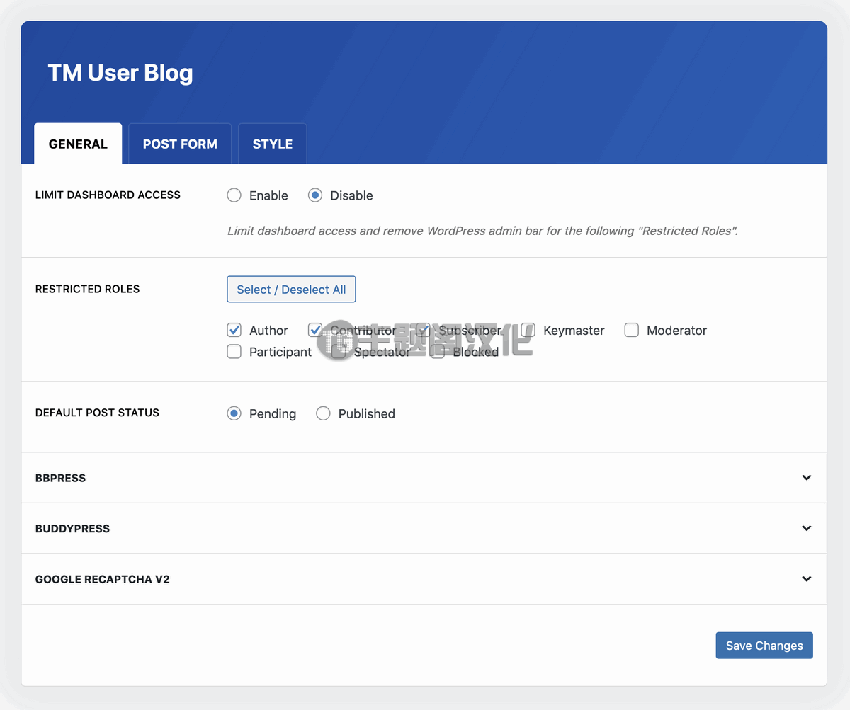 WordPress插件TM User Blog可定制前端发帖器插件 - 图片4 WordPress插件TM User Blog可定制前端发帖器插件 - 图片4
