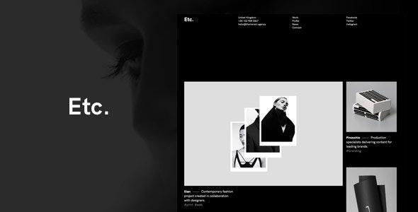 WordPress主题Etc 1.1.5 黑白简约风格创意作品集展示网站WP主题 WordPress主题Etc 1.1.5 黑白简约风格创意作品集展示网站WP主题